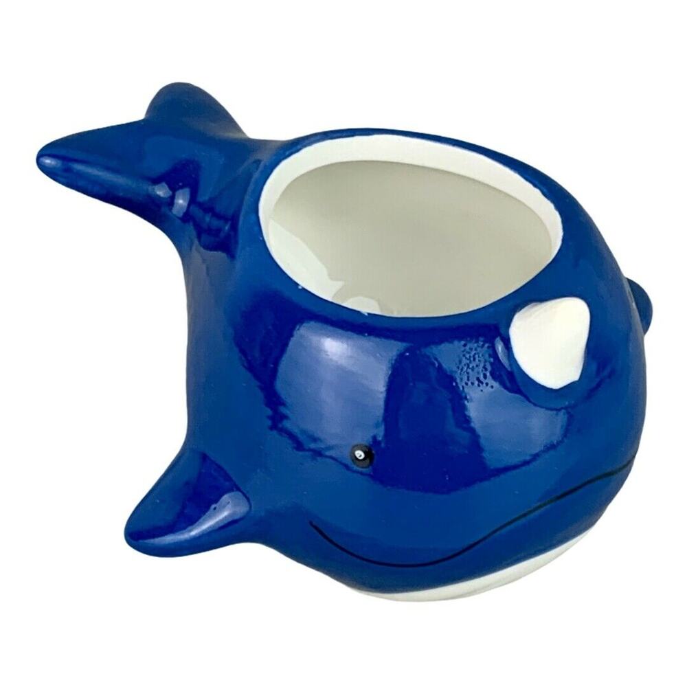 Norris the Narwhal Ceramic Animal Planter Pot for Succulents or Small Plants - Picture 6 of 7